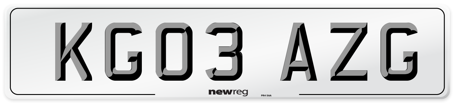KG03 AZG Number Plate from New Reg